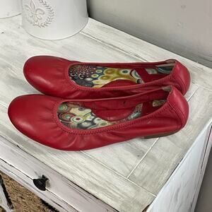 Born Red Ballet Flat Shoes Womens 8.5 Slip On Casual Comfort